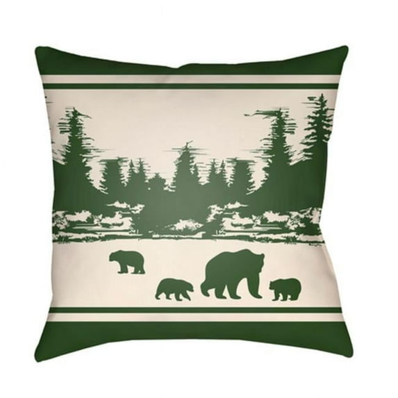 Artistic Weavers LGCB2063-1616 Artistic Weavers Lodge Cabin Woodland Poly Filled Pillow - Dark Green & Beige - 16 x 16 ft.
