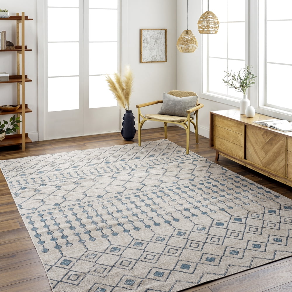 Lavadora Modern Reversible Washable Gray Synthetic 8' x 10' Rug