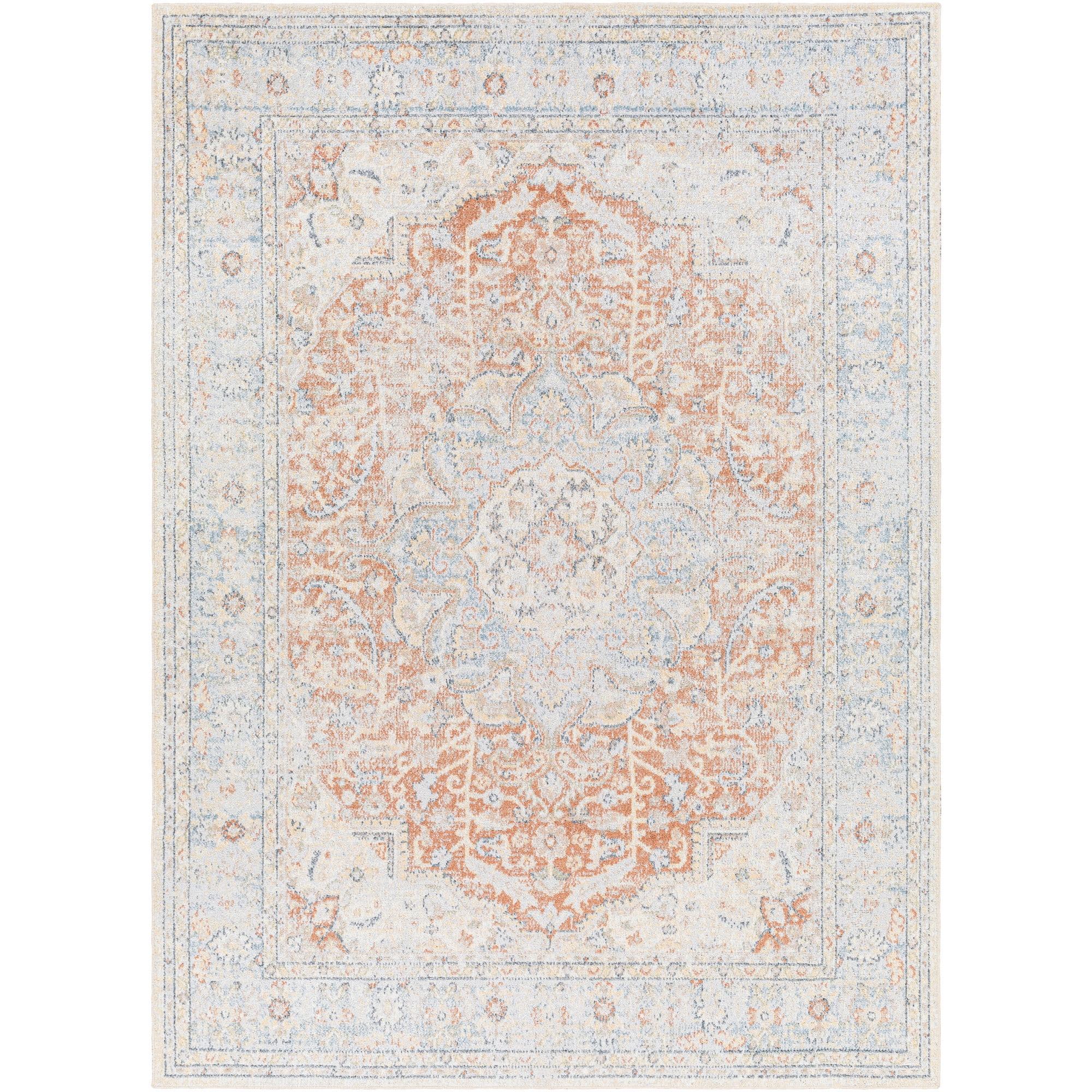 Artistic Weavers  Light Blue/Rust 2'3" x 3'9"  Machine Washable Rectangle Area Rug