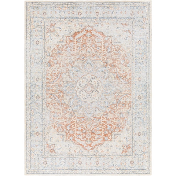 Artistic Weavers  Light Blue/Rust 2' x 3'  Machine Washable Rectangle Area Rug