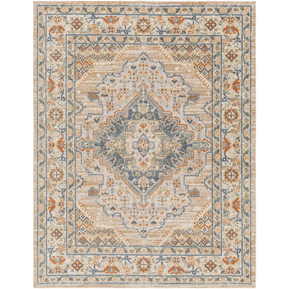 Artistic Weavers Lillian Medallion Machine Washable Area Rug, Blue/Brown ,9'2" x 12'4"