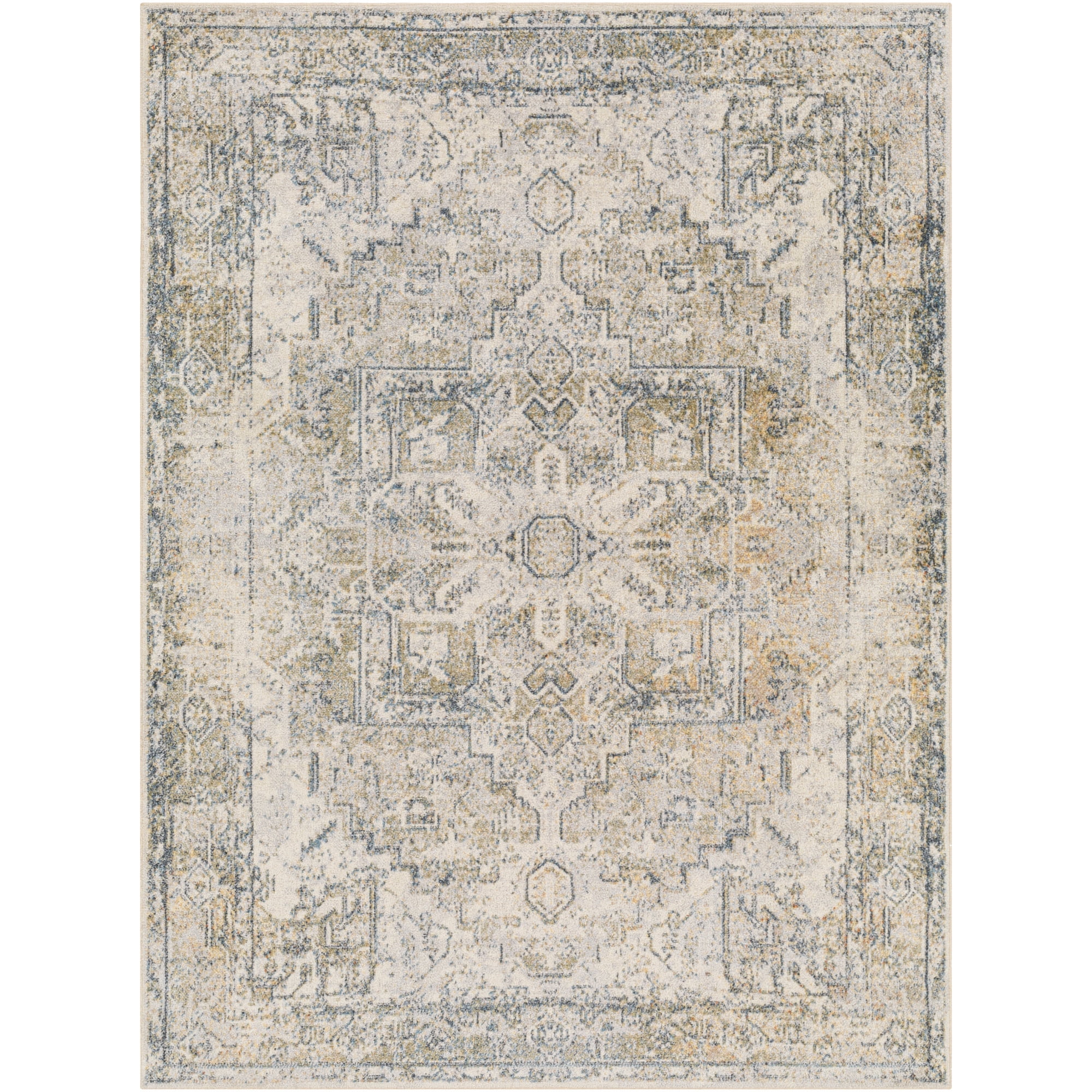 Livabliss Lillian Medallion Machine Washable Indoor Area Rug, Charcoal/Light brown ,9'2" x 12'4"