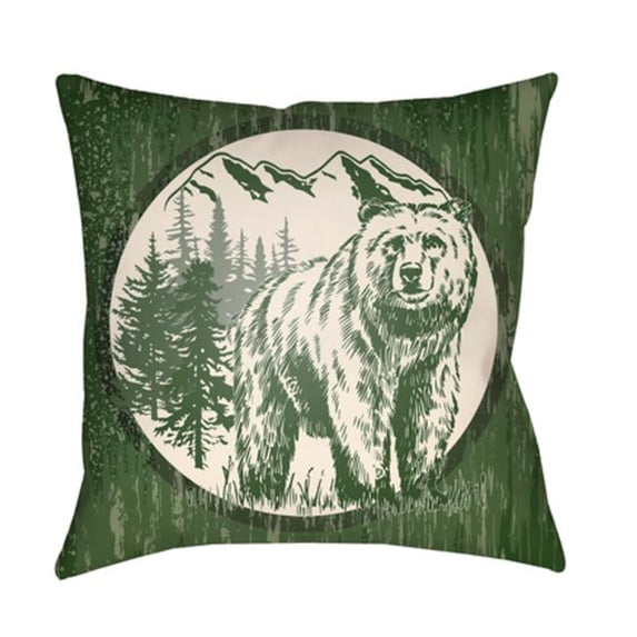 Artistic Weavers Lodge Cabin Bear Pillow Poly Filled 18' x 18'