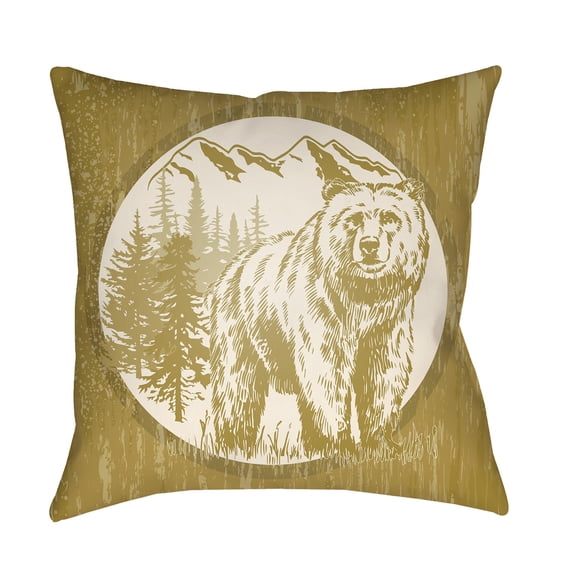 Artistic Weavers Lodge Cabin Bear Pillow Poly Filled 26' x 26'