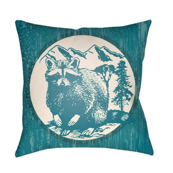 Artistic Weavers LGCB2002-1616 Artistic Weavers Lodge Cabin Raccoon Ridge Poly Filled Pillow - Teal & Beige - 16 x 16 ft.