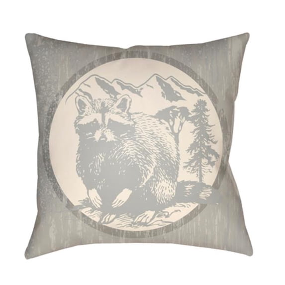 Artistic Weavers LGCB2003-2222 Artistic Weavers Lodge Cabin Raccoon Ridge Poly Filled Pillow - Light Gray & Beige - 22 x 22 ft.