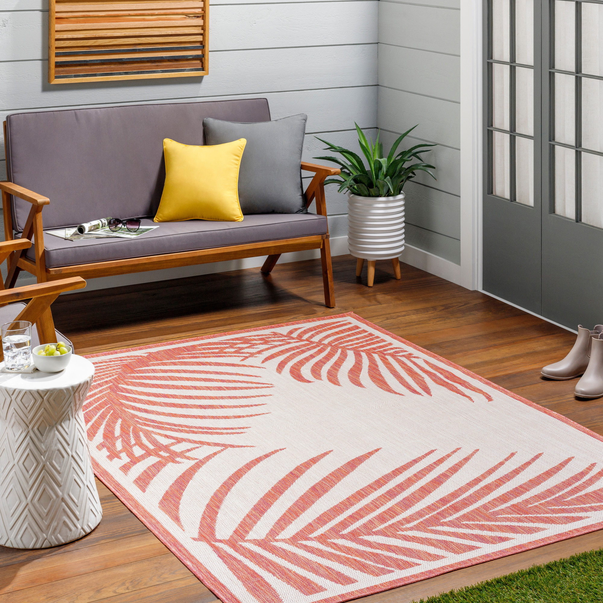 Artistic Weavers Long Beach Area Rug, Gray/Coral, 6'7" x 9'