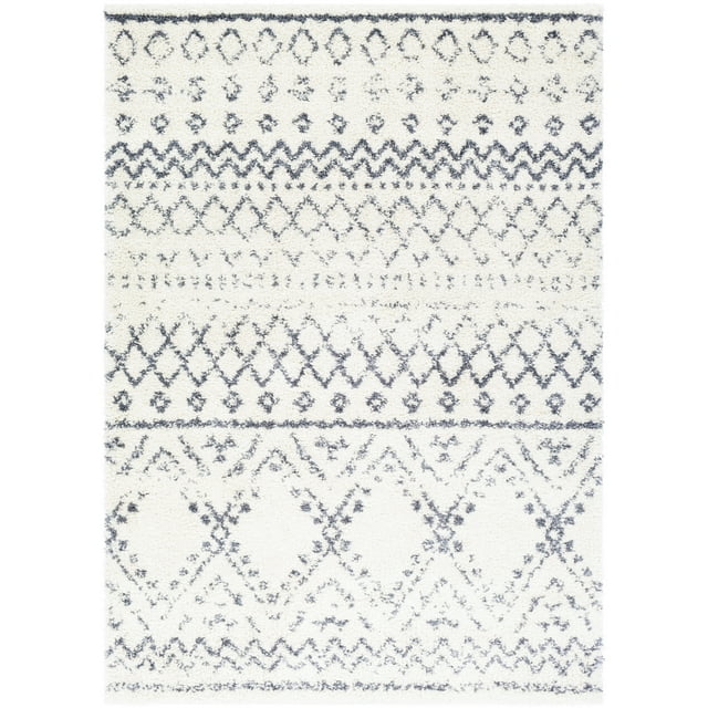 Artistic Weavers Maroc Shag Tribal Area Rug, White ,5'3" x 7'3"