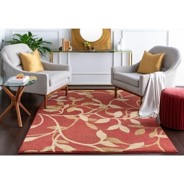 Livabliss Riley Floral Indoor Area Rug, Dark Red ,9' x 12'