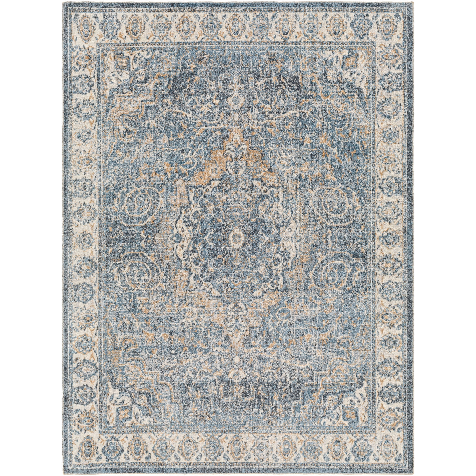 Artistic Weavers  Sky Blue 7'  Machine Washable Round Area Rug