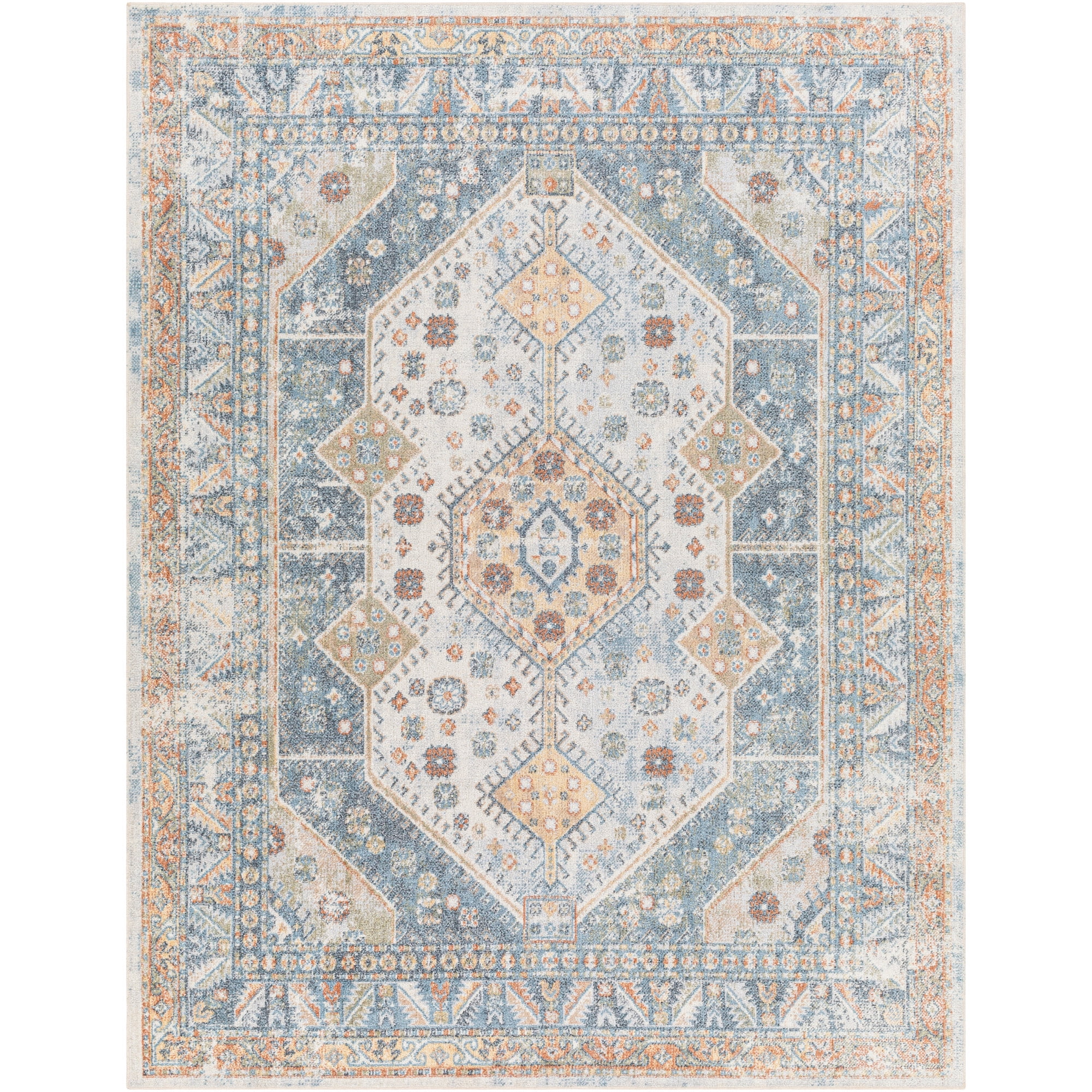 Artistic Weavers  Sky Blue/Beige 9' x 12'  Machine Washable Rectangle Area Rug