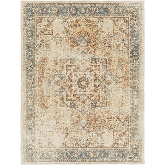 Artistic Weavers  Sky Blue/Brown 2' x 3'  Machine Washable Rectangle Area Rug