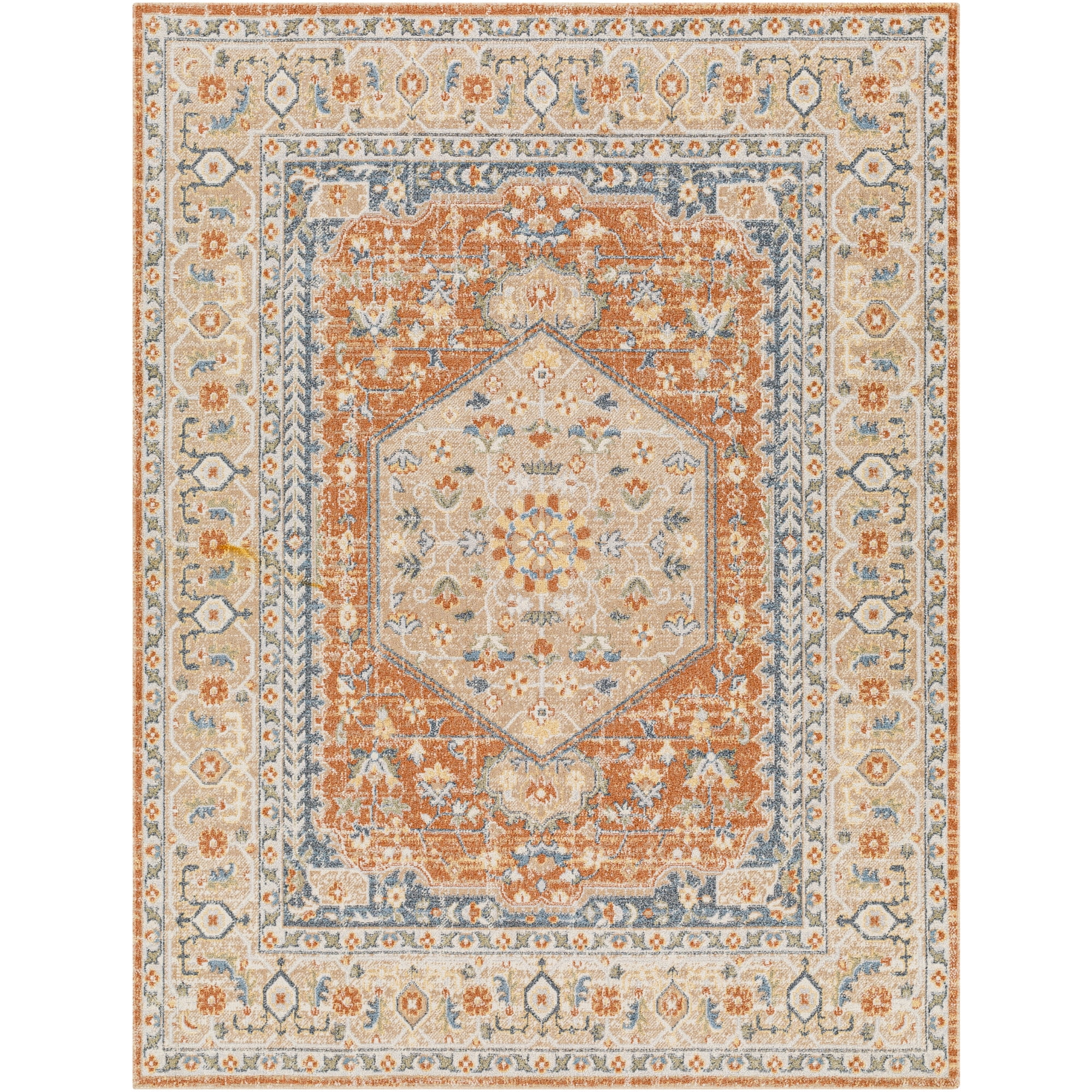 Artistic Weavers  Sky Blue/Light brown 2' x 3'  Machine Washable Rectangle Area Rug