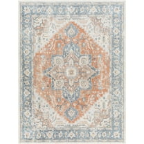 Artistic Weavers  Sky Blue/Rust 2' x 3'  Machine Washable Rectangle Area Rug