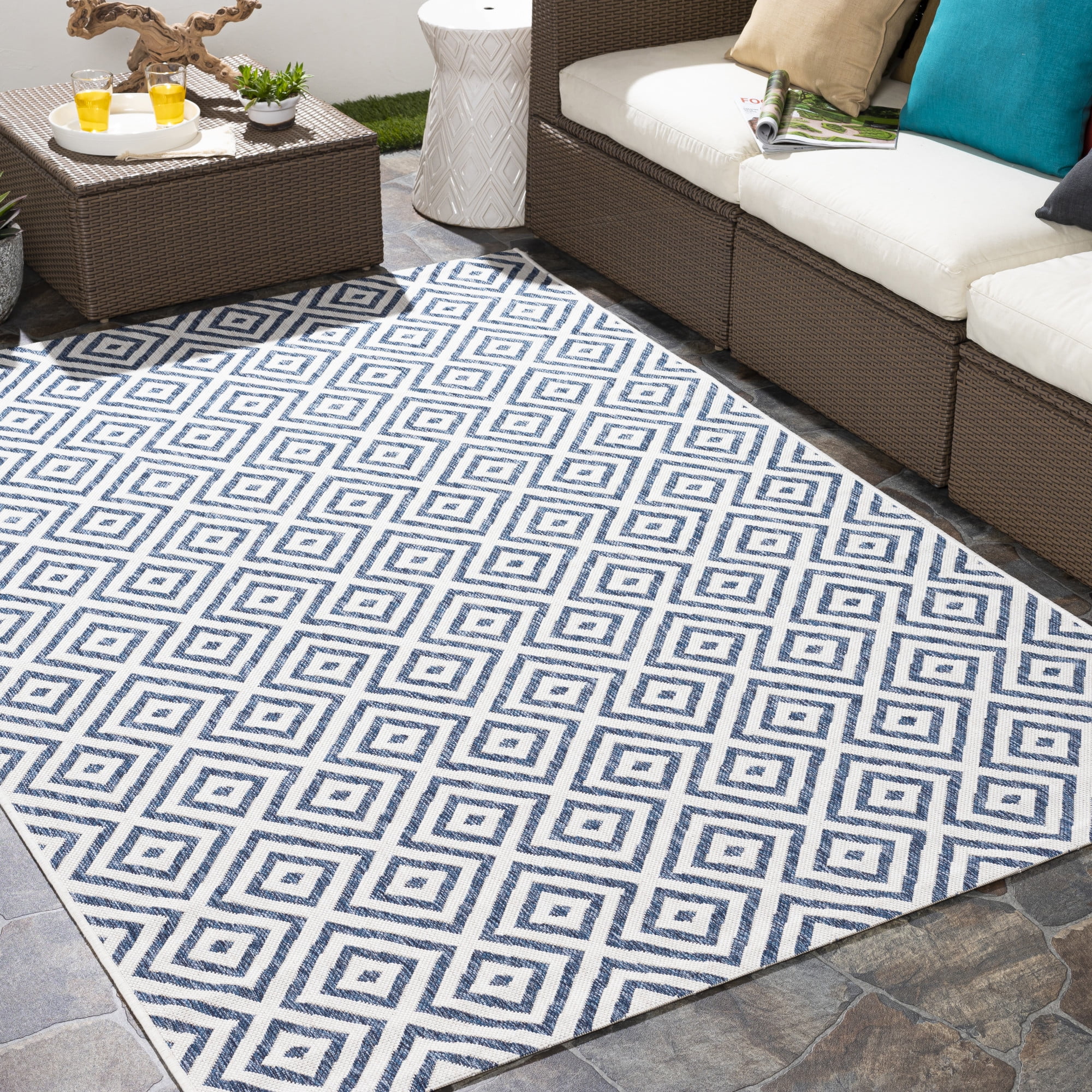 Artistic Weavers Tuptim 8' x 10' Blue Oriental Outdoor Rugs