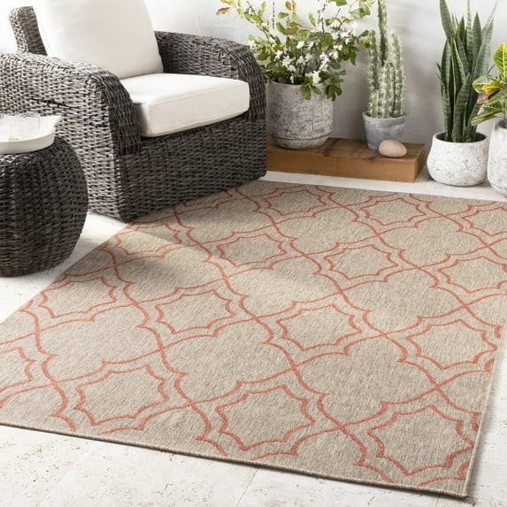 Artistic Weavers Valora Camel/Rust Lattice Outdoor 3'7" x 5'7" Area Rug