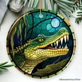 thumbnail image 1 of Artistic Wetlands Alligator Ceramic Ornament, Stained Glass Theme Nature Art of Swamp Animal, 1 of 6
