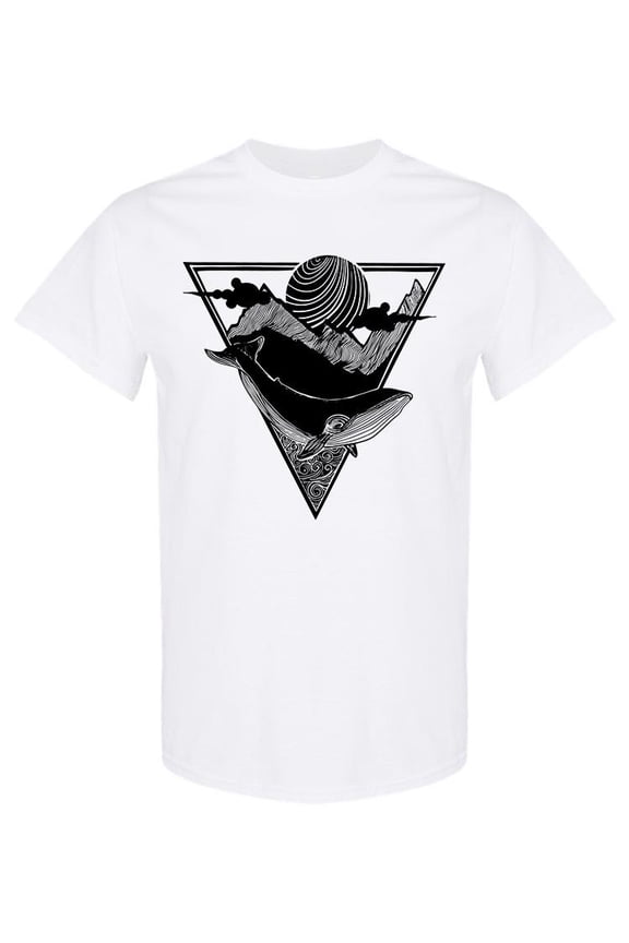 Artistic Whale Design T-Shirt Men -Image by Shutterstock, Male Small