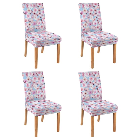 Artistic Wildflower Tropical Flower and Leaves Rustic Dining Chair Covers 4 Pack Washable Polyester Stretch Slipcovers Removable Seat Protector for Country Kitchen