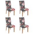 thumbnail image 1 of Artistic Wildflower Tropical Flower and Leaves Rustic Dining Chair Covers 4 Pack Washable Polyester Stretch Slipcovers Removable Seat Protector for Summer Dining Room, 1 of 7
