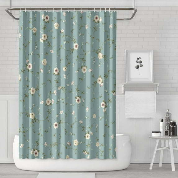Artistic Wildflower and Rose Curtain – Watercolor Botanical Design for Bright Guest Bathroom Look