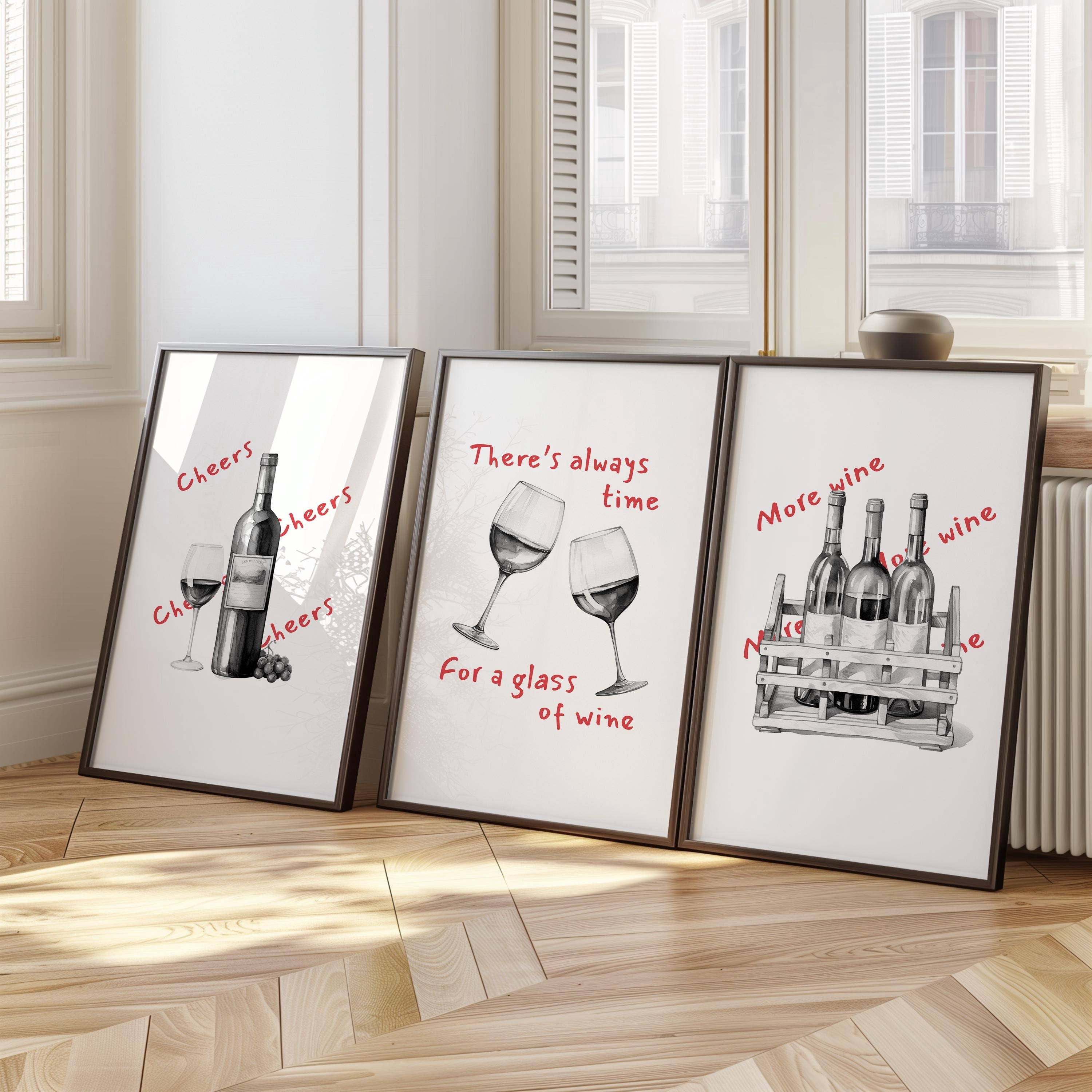 artistic-wine-prints-trendy-bar-art-modern-kitchen-decor-bar-cart-decor
