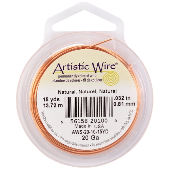 Artistic Wire, 20 Gauge Tarnish Resistant Colored Copper Craft Jewelry Wrapping Wire, Natural, 15 yd