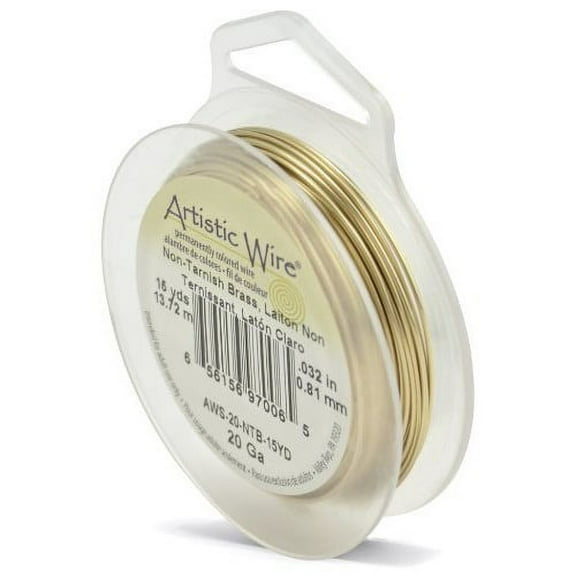 Artistic Wire 20 Gauge Tarnish Resistant Brass Craft Jewelry Wrapping Wire, Gold Color, 15 yd