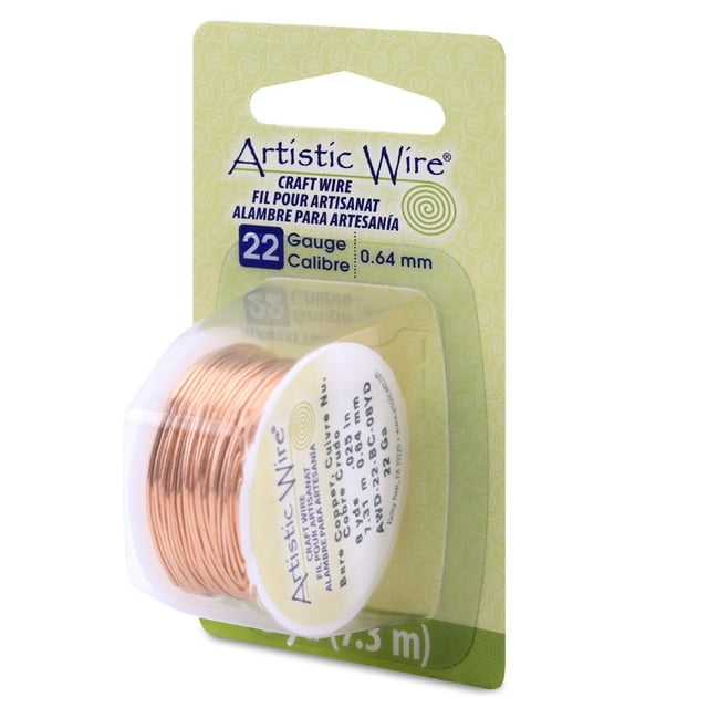 Artistic Wire 22 Gauge 8yd-Bare Copper - Tarnishable, Pk 4, Artistic Wire