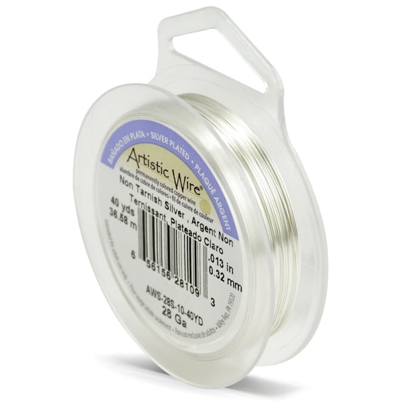 Artistic Wire Silver Plated Wire Spool - Dead Soft 18 20 22 24 26 28 Gauge Tarnish Resistant Colored Copper Wire for Jewelry Making Craft Wire, Bendable Shaping Wrapping Wire
