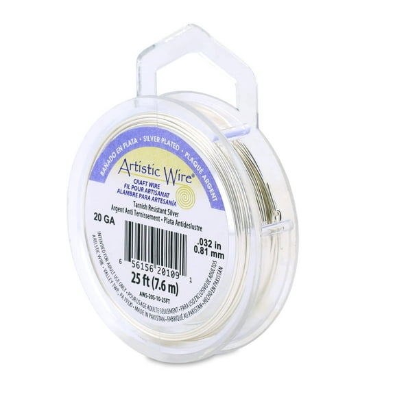 Artistic Wire Silver Plated Wire Spool - Dead Soft 18 20 22 24 26 28 Gauge Tarnish Resistant Colored Copper Wire for Jewelry Making Craft Wire, Bendable Shaping Wrapping Wire
