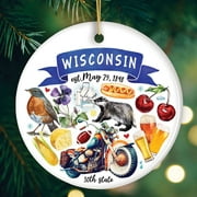 Artistic Wisconsin State Themes and Landmarks Christmas Ornament