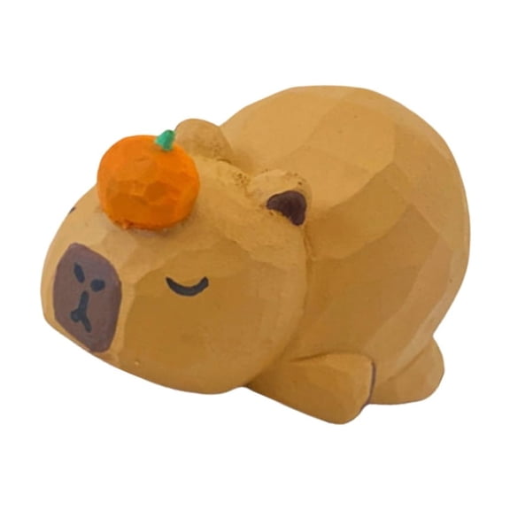 Artistic Wood Capybara Ornament for Collectors and Home Styling Miniature Sculpture Figurine Desktop Book Shelf