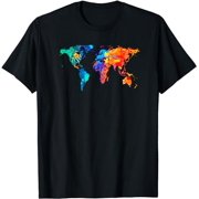 Artistic World Map Watercolor World Map Squad Colorful T-Shirt