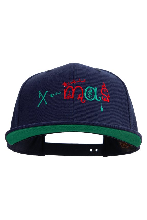Artistic Xmas Logo Embroidered Wool Blend Prostyle Snapback - Navy OSFM