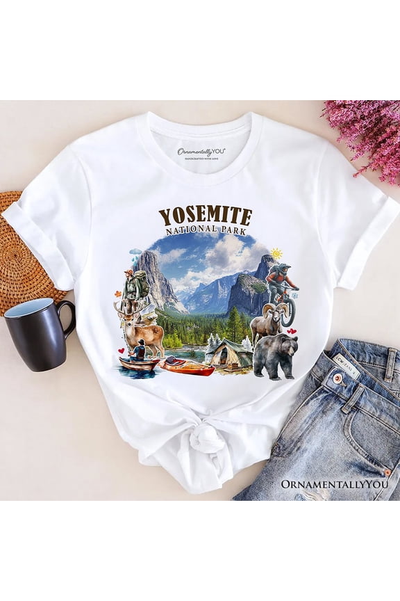 Artistic Yosemite National Park T-Shirt, California Hikers Travel Tee and Souvenir