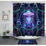Artistic Zodiac Shower Curtain Set with Hooks for Boho Chic Bathroom Décor