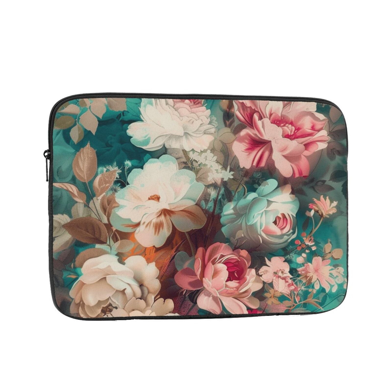Artistic closeup of flowers liner bag with pocket for laptops and