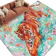 Artistical Tiger Area Rug 5x7 Washable Rug Non Slip Turquoise Pink ...