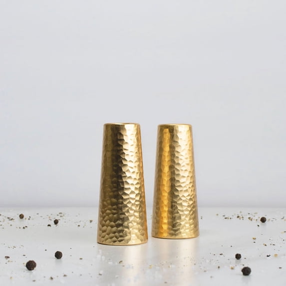Artistique Hammered Gold Tone Salt And Pepper Shaker Set