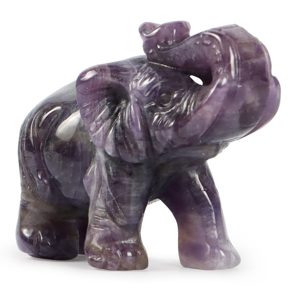 Artistone 2 Inches Amethyst Elephant Crystal Statue Carved Gemstone Pocket Good Luck Elephant Figurines Crafts Reiki Healing Stone for Home Office Decor