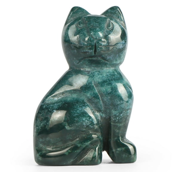 Artistone Crystal Cat Statue Hand Carved Gemstone Animal Carvings Figurine Decor for Home Office
