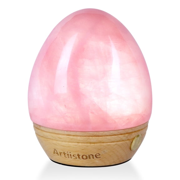 Artistone Rose Quartz Crystal Night Light Carved Gemstone USB Rechargeable Touch Sensor LED Lamp