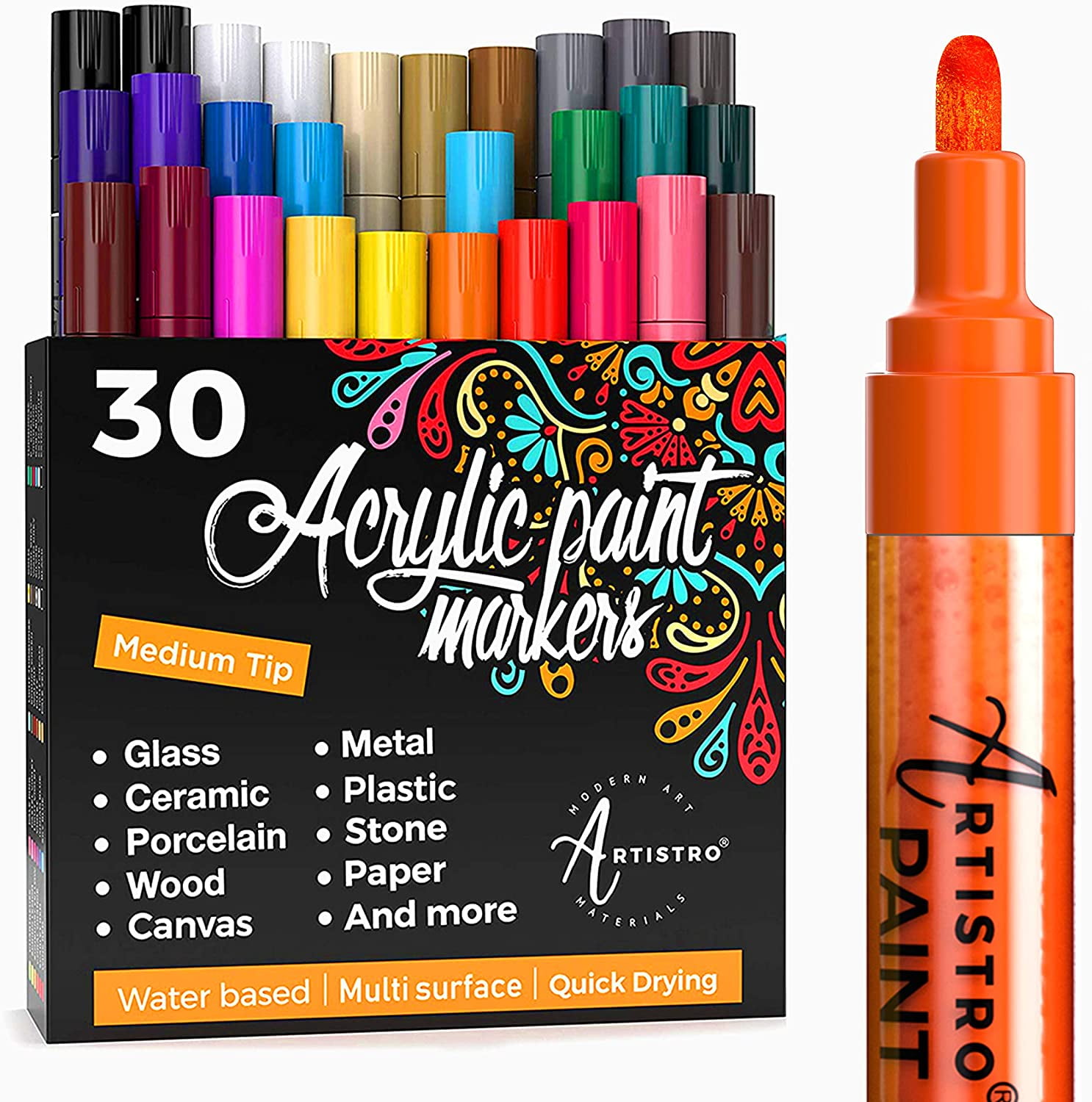 NEW FORMULA!) 30 Essential Acrylic Paint Pens Assorted Color Set (0.7 –  TOOLI-ART
