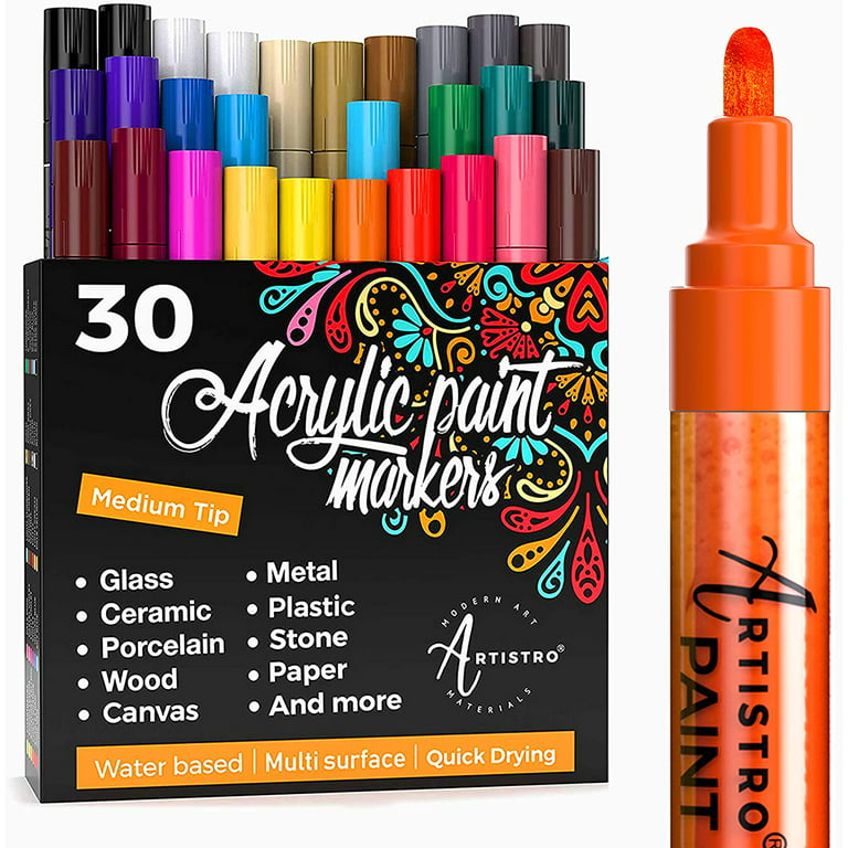 Artistro Acrylic Paint Pens, Extra Fine Tip, 15 Colored Paint Markers