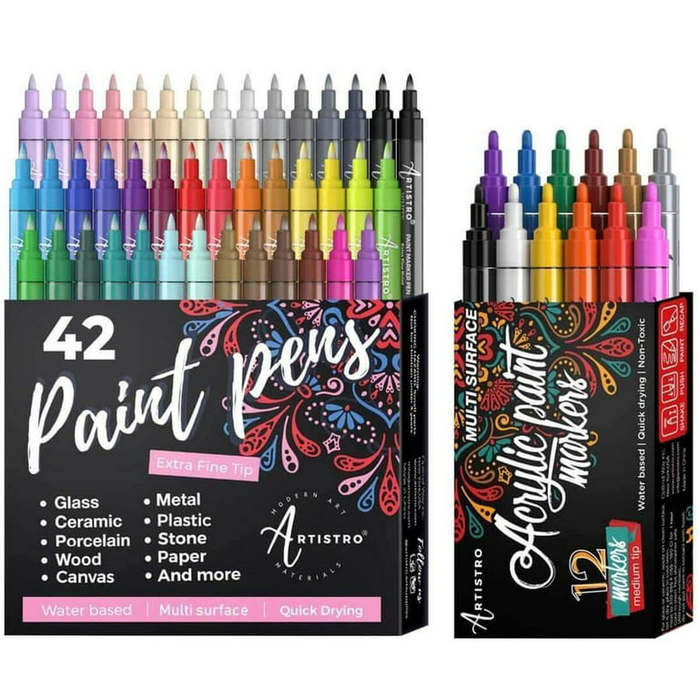 Artistro Acrylic Paint Pens, Extra Fine Tip, 15 Colored Paint Markers