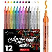 Artistro Acrylic Paint Pens for Fabric, Clothes, Glass, Wood Medium Tip, 12 Colored Paint Markers from begginer to artist