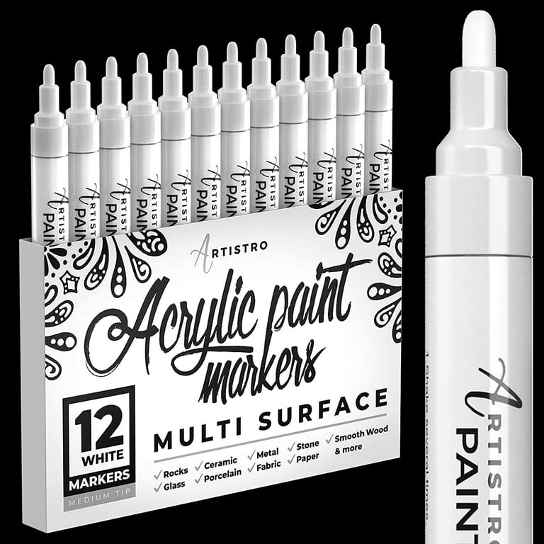 Artistro Set of 12 Medium tip White Paint Pens for Rock Painting