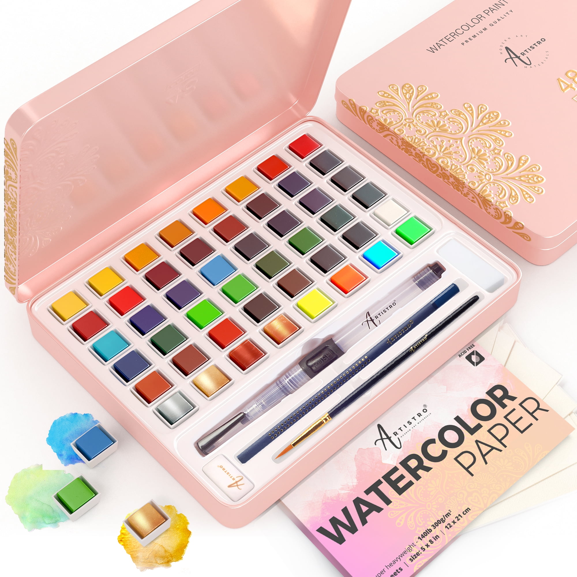  ARTISTRO Watercolor Paint Set, 48 Vivid Colors in Portable Box,  Including Metallic and Fluorescent Colors for Artists, Amateur Hobbyists  and Painting Lovers, Perfect For Travel : ARTISTRO: Toys & Games