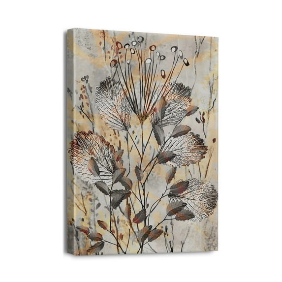 Artistry & Elegance Combined 12X16in Abstract Leaves Canvas Wall Art, Perfect for Family Décor in Living Room, Bedroom, Kitchen - Adds Fashion Flair to Office & Bathroom
